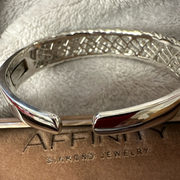 QVC Affinity Diamonds Sterling Silver .50ctw Ribbed Cuff Bangle - Picture 5 of 10
